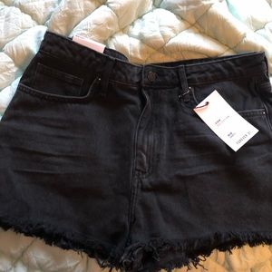Black denim mom jean shorts
